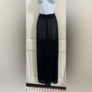 Badgley Mischka VINTAGE! Black Sheer Ribbed Wide Leg Pants Sz 4
